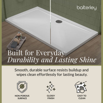 1500mm x 760mm Premium Rectangular Shower Tray - White