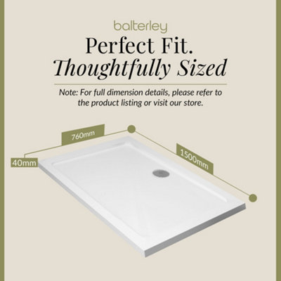 1500mm x 760mm Premium Rectangular Shower Tray - White - 3