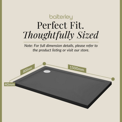 1500mm x 800mm Premium Rectangular Shower Tray - Slate Grey - 3