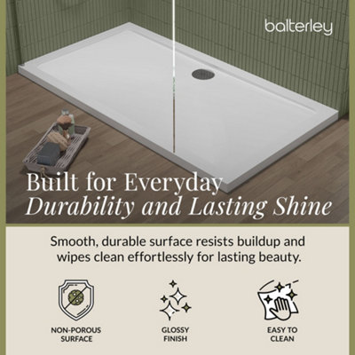 1500mm x 800mm Premium Rectangular Shower Tray - White