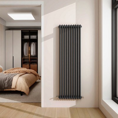 1500x470mm Vertical Traditional 2 Column Cast Iron Style Radiator ...