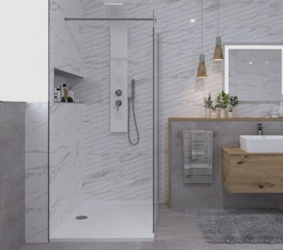 1500x900mm Shower Tray  Rectangle Stone Resin Slimline 40 mm - 7