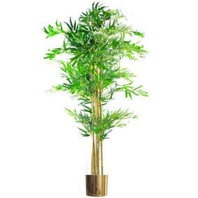 150cm (5ft) Realistic Artificial Bamboo Plants Trees - XL with Gold Metal Planter