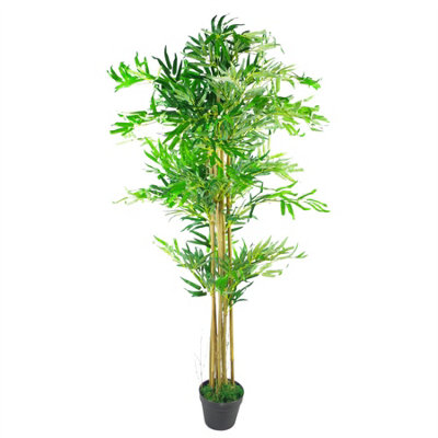 150cm (5ft) Realistic Artificial Bamboo Plants Trees - XL with Gold Metal Planter