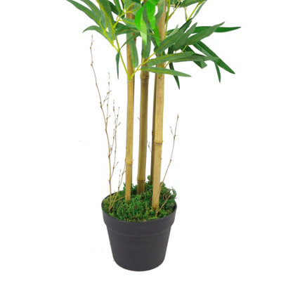 150cm (5ft) Realistic Artificial Bamboo Plants Trees - XL with Gold Metal Planter