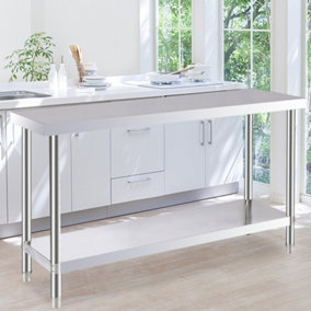 150cm Commercial Stainless Steel Kitchen Work Table Catering Food Prep Table with Under Shelf