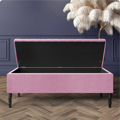 Storage Ottoman Bench Hot Pink Bench For Bedroom 150cm Paris