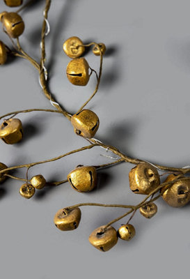 150cm Pre-Lit Hanging Garland Decorations Golden Bells with 20 Warm White LEDs - 5