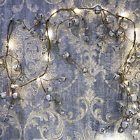 150cm Pre-Lit Hanging Garland Decorations Silver Bells with 20 Warm White LEDs