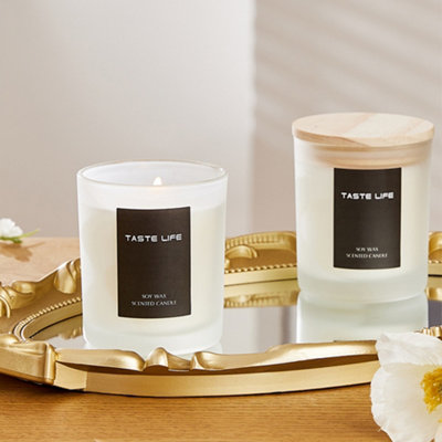 150g Handmade Refresh Lychee Candle in Frosted Glass Jar 8.5cm H