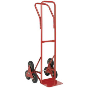 150Kg Stair Climbing Sack Truck & Solid Tyres - Deep Foot For Larger Boxes - RED