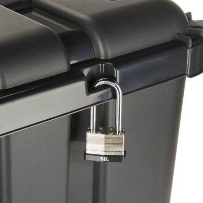150L Heavy duty Black Plastic Nesting Wheeled Storage trunk with Lid - 3