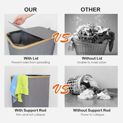 OUPAI 115L X-Large Laundry Basket Collapsible, Stand Up Clothes Hamper, Folding Dirty Laundry Hamper Basket For Clothes Storage, Large