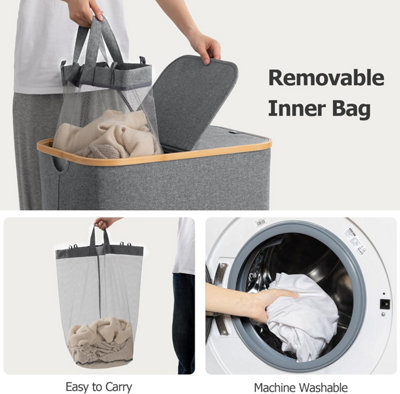 Lifewit 140L 2 Compartment Laundry Hamper, grote dubbele wasmand met