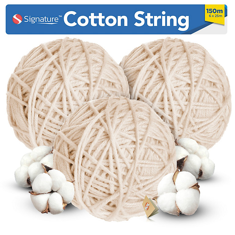 150m White Cotton String, 6m x 25m Macrame Cord, Cooking String