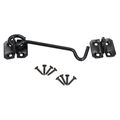 Black Metal Gate hook & eye (L)50mm, Pack of 2