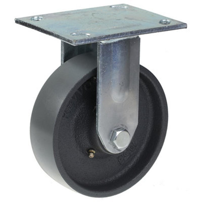 150mm fixed castor with grey cast iron wheel