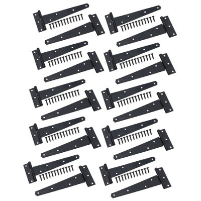 150mm Heavy Duty T Tee Hinges for Doors + Gates with Fixing Screws 20pc
