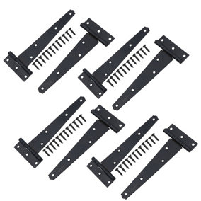 150mm Heavy Duty T Tee Hinges for Doors + Gates with Fixing Screws 8pc