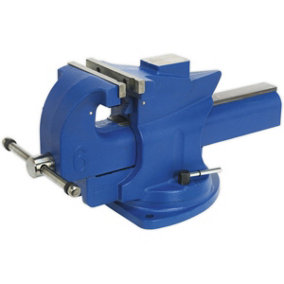 150mm Quick Action Swivel Base Vice - 203mm Jaw Opening - Serrated Steel Jaws