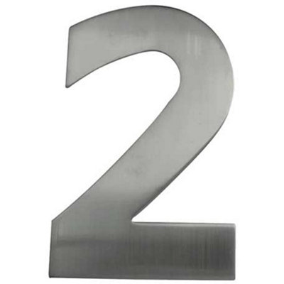 150mm Satin Stainless Steel Door Numeral - Number 2 Premium Quality Large House Sign
