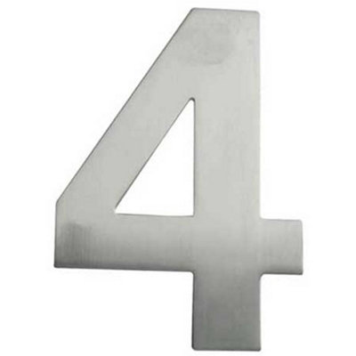 150mm Satin Stainless Steel Door Numeral - Number 4 Premium Quality Large House Sign