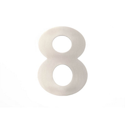 150mm Satin Stainless Steel Door Numeral - Number 8 Premium Quality Large House Sign