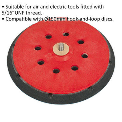 150mm Universal DA Backing Pad with Hook and Loop - 5/16 Inch UNF ...