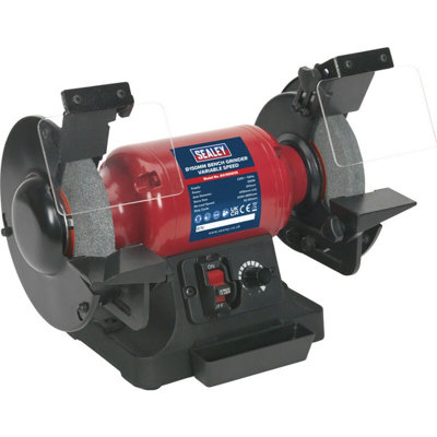 150mm Variable Speed Bench Grinder with 250W Motor and Dual Stones for ...