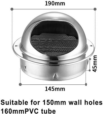 150mm ventilation covers for exterior walls, stainless steel external ...