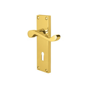 150mm Vision Pegasus Victorian Scroll Lever Lock Handles  - Electro Brass