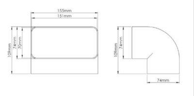 150mm x 70mm 90 Degree Vertical Bend