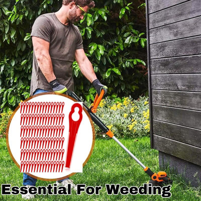 150Pcs Red Plastic Trimmer Replacement Blades, Weed Eater Grass Cutter ...
