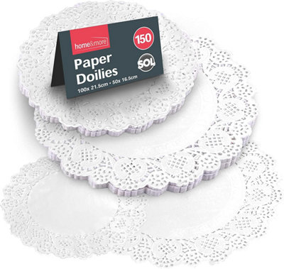 150pk Round Paper Doilies - 8.5 Inches & 6.5 Inches - Doilies Lace Paper - Paper Doilies White - Dollies for Plates - Doyleys