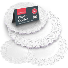 150pk Round Paper Doilies - 8.5 Inches & 6.5 Inches - Doilies Lace Paper - Paper Doilies White - Dollies for Plates - Doyleys