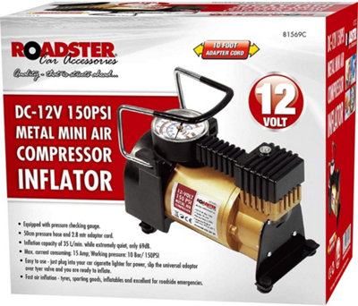 150psi Air Compressor Inflator Pump Heavy Duty Metal Car Van Bar Tyre 12v New