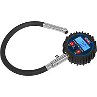 150psi DIGITAL Tyre Pressure Gauge with Push-On Connector Hose - Rubber Dial