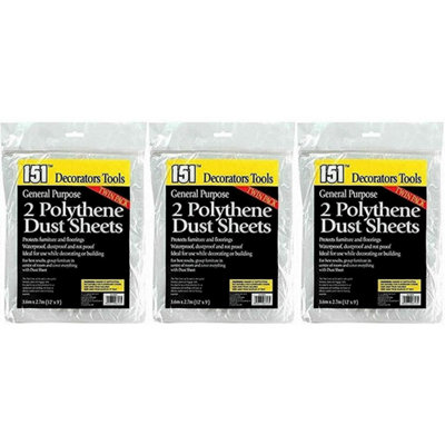 151 2 Polythene Dust Sheets (Pack of 3)