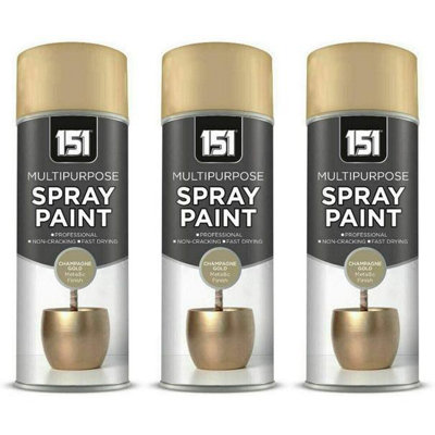 2 X CHAMPAGNE GOLD METALLIC FINISH SPRAY PAINT MULTI PURPOSE WOOD METAL  400ML