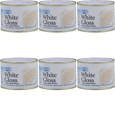 151 Non Drip White Gloss - 180ml - Hard Drying, High Build, High Performance (Pack of 6)