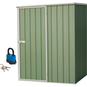 151x151cm Galvanised Steel Garden Shed - Outdoor Metal Storage & Padlock - Green