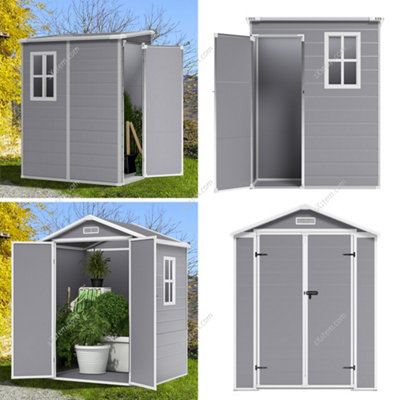 152cm W Grey Plastic Outdoor Garden Storage Shed with Window and Lockable Door - 5