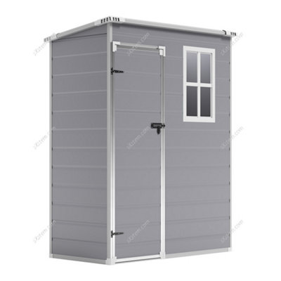 152cm W Grey Plastic Outdoor Garden Storage Shed with Window and Lockable Door - 6