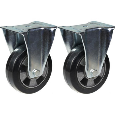 152mm 6" castor black rubber fixed strong 660kg capacity, set of 2