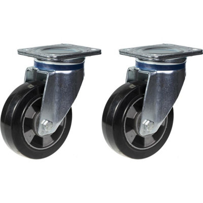 152mm 6" castor black rubber swivel strong 660kg capacity, set of 2