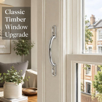 152mm Polished Chrome Sash Window Handle Timber D Pull Handle with ...