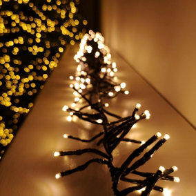 1536 LED 9m Premier Compact Cluster Brights Indoor Outdoor Christmas Multi Function Mains Operated Lights in Vintage Gold