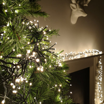 Micro cluster lights - 30 m - 1,500 warm white LED lights - 8 functions  Ideal for a 350 cm Christmas tree