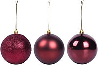 15cm/3Pcs Christmas Baubles Shatterproof Burgundy,Tree Decorations