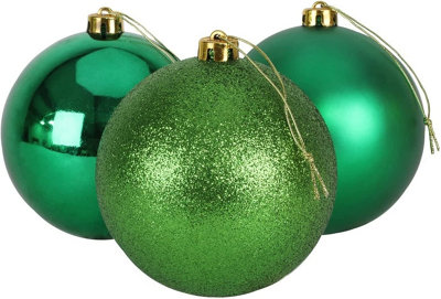 15cm/3Pcs Christmas Baubles Shatterproof Dark Green,Tree Decorations Price Comparisons | Compare The Build